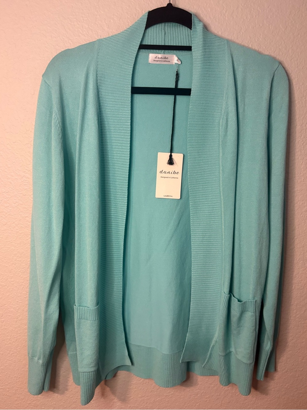 danibe Aqua Open Front Cardigan